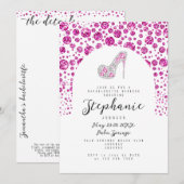 Glitz & Glam Roze Diamanten Schoen Bachelorette Pa Kaart (Voorkant / Achterkant)