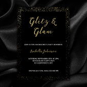 Glitz & Glam Zwart Glitter Bachelorette Party Kaart