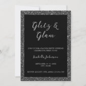 Glitz & Glam Zwart Glitter Bachelorette Weekend Kaart (Voorkant)
