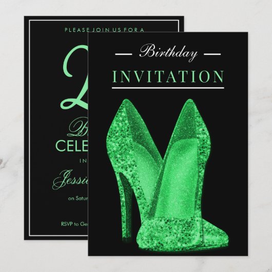 Glitz & Glamour Felgroene 25e verjaardag Kaart (Voorkant / Achterkant)