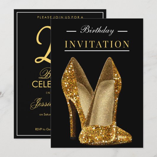 Glitz & Glamour Goud 25e Verjaardag Kaart (Voorkant / Achterkant)