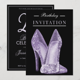 Glitz & Glamour Lila 25e Verjaardag Kaart