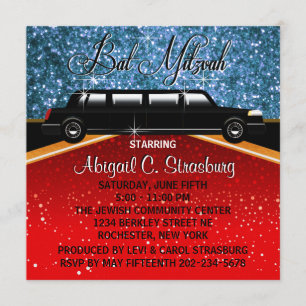 Glitz Glamour Limo Film Star Invitation Sjabloon Kaart