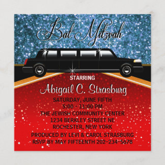 Glitz Glamour Limo Film Star Invitation Sjabloon Kaart