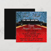 Glitz Glamour Limo Filmster Uitnodiging Template (Voorkant / Achterkant)