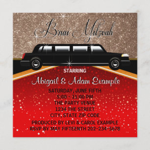 Glitz Glamour Red Carpet Film Star B'nai Mitswa Kaart