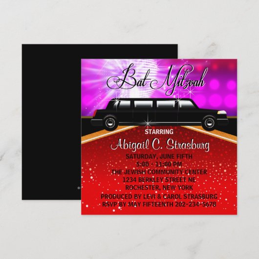 Glitz Glamour Red Carpet Film Star Uitnodigingen (Voorkant / Achterkant)