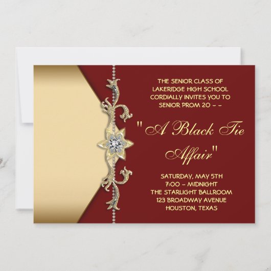 Glitz Glamour Zwart Stropdas Uitnodigingen (Achterkant)