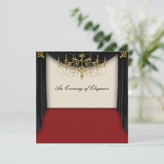 Glitz Glamour Zwart Stropdas Uitnodigingen (Staand voorkant)