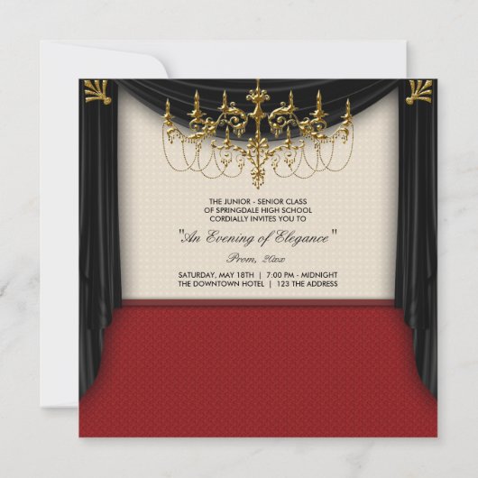 Glitz Glamour Zwart Stropdas Uitnodigingen (Achterkant)