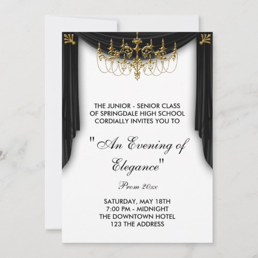 Glitz Glamour Zwart Stropdas Uitnodigingen (Achterkant)