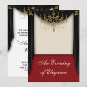 Glitz Glamour Zwart Stropdas Uitnodigingen (Voorkant / Achterkant)