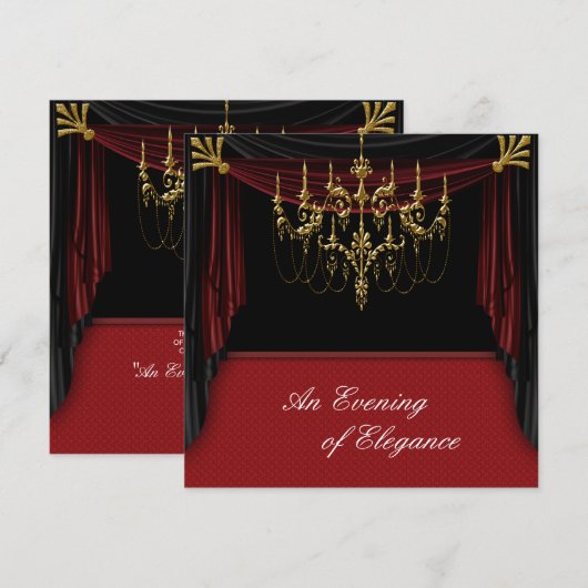 Glitz Glamour Zwart Stropdas Uitnodigingen (Voorkant / Achterkant)