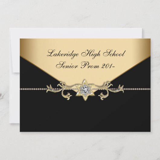 Glitz Glamour Zwart Tie Prom Kaart (Voorkant)