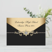 Glitz Glamour Zwart Tie Prom Kaart (Staand voorkant)
