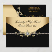 Glitz Glamour Zwart Tie Prom Kaart (Voorkant / Achterkant)