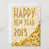 Glitz "Gold"-curve "Happy New Year"-uitnodiging Kaart (Voorkant)