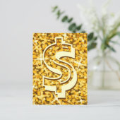 Glitz "Gold" dollar "$" briefkaart (Staand voorkant)