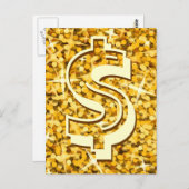 Glitz "Gold" dollar "$" briefkaart (Voorkant / Achterkant)