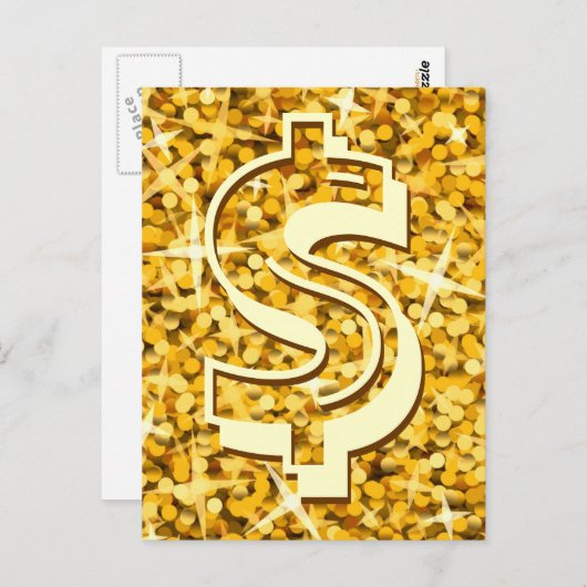 Glitz "Gold" dollar "$" briefkaart (Voorkant / Achterkant)