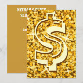 Glitz "Gold" dollar "$"-uitnodiging Kaart (Voorkant / Achterkant)