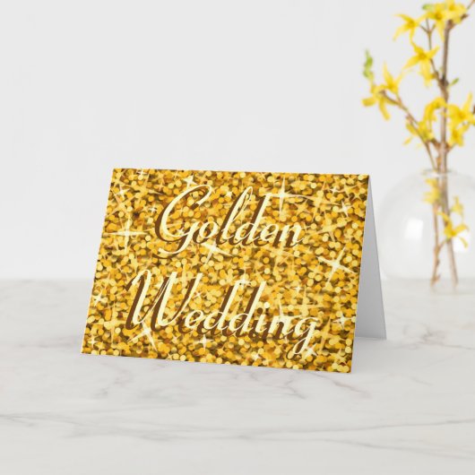 Glitz 'Gold' 'Golden Wedding' 'Jubileum'-kaart Kaart (Gele Bloem)