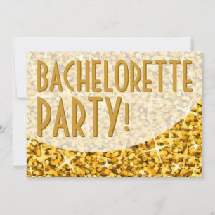Glitz "Gold"-kromme "Bachelorette Party"-uitnodigi Kaart