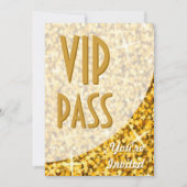 Glitz "Gold"-kromme "VIP Pass"-uitnodiging Kaart (Voorkant)