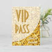 Glitz "Gold"-kromme "VIP Pass"-uitnodiging Kaart (Staand voorkant)