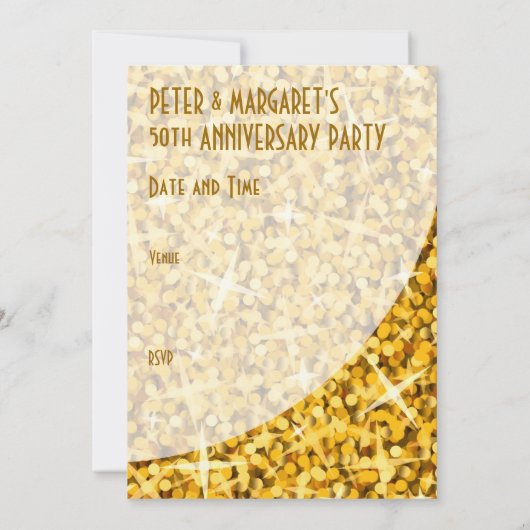 Glitz "Gold"-kromme "VIP Pass"-uitnodiging Kaart (Achterkant)