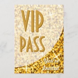 Glitz "Gold"-kromme "VIP Pass"-uitnodiging Kaart