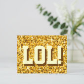 Glitz 'Gold' 'LOL!' briefkaart (Staand voorkant)