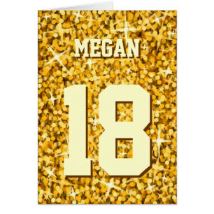 Glitz Gold 'Name and Age' Happy Birthday-kaart