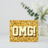 Glitz 'Gold' 'OMG!' briefkaart (Staand voorkant)