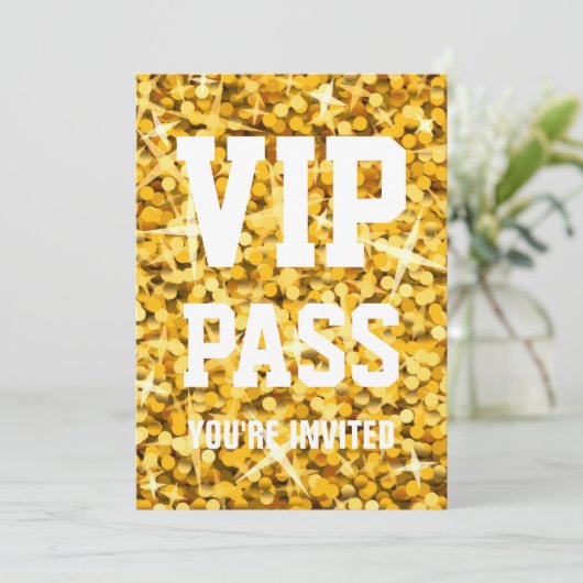 Glitz "Gold" VIP PASS-uitnodiging Kaart (Staand voorkant)