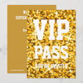Glitz "Gold" VIP PASS-uitnodiging Kaart (Voorkant / Achterkant)