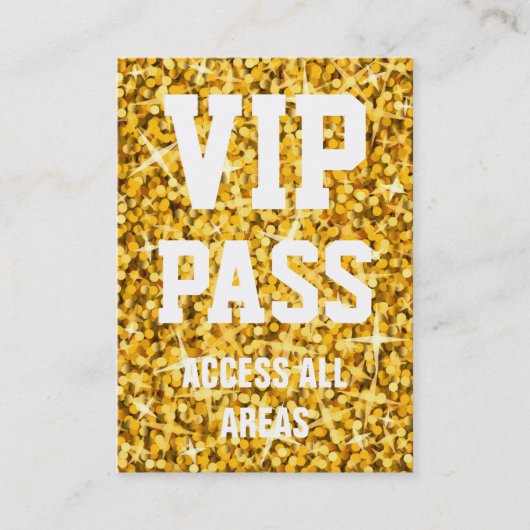 Glitz "Gold" "VIP PASS"-visitekaartje Visitekaartje (Voorkant)