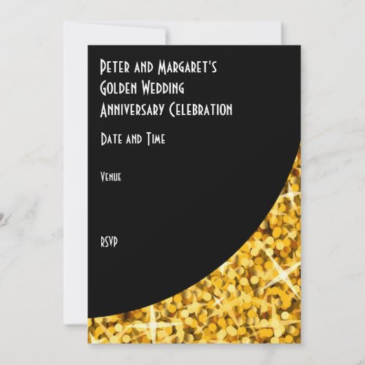 Glitz Gold-zwarte kromme "VIP Pass"-uitnodiging Kaart (Achterkant)