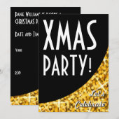 Glitz "Gold" zwarte kromme Xmas Partij! Uitnodigin Kaart (Voorkant / Achterkant)