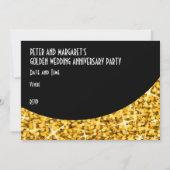 Glitz "Goud" zwarte curve 'Uitnodiging' uitnodigin Kaart (Achterkant)