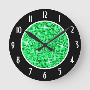 Glitz Green Black 'Numbers' klok rond