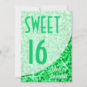 Glitz Green curve "Sweet 16"-uitnodiging Kaart