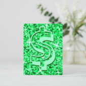 Glitz Green dollar '$' briefkaart (Staand voorkant)