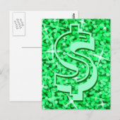 Glitz Green dollar '$' briefkaart (Voorkant / Achterkant)