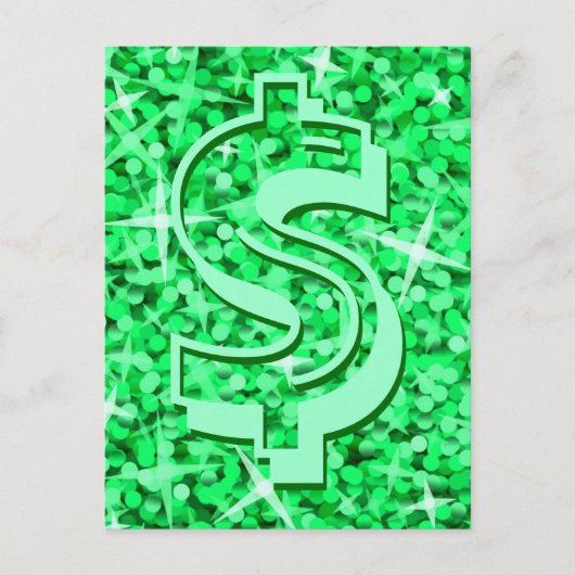 Glitz Green dollar '$' briefkaart (Voorkant)