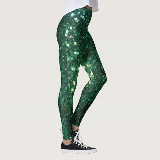 Glitz Green Glitter print Leggings (Rechts)