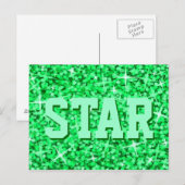 Glitz Green "STAR"-briefkaart Briefkaart (Voorkant / Achterkant)