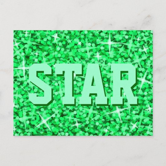 Glitz Green "STAR"-briefkaart Briefkaart (Voorkant)