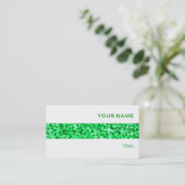 Glitz Green stripe visitekaartje white (Staand voorkant)