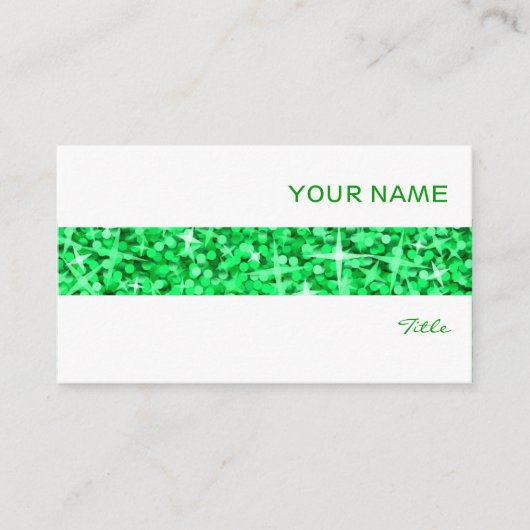 Glitz Green stripe visitekaartje white (Voorkant)